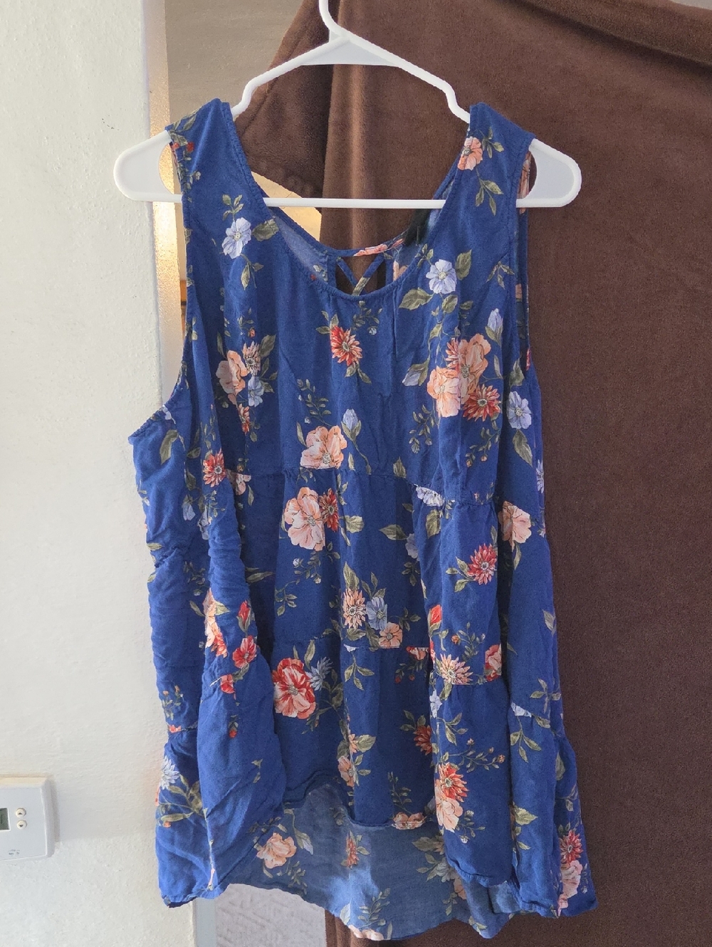 Torrid Blue Floral Sleeveless Tiered Tunic 4x